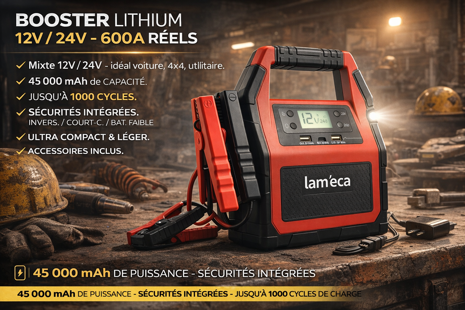 BOOSTER LITHIUM 12V/24V 600A - Produit promotions professionnel LAM'ECA